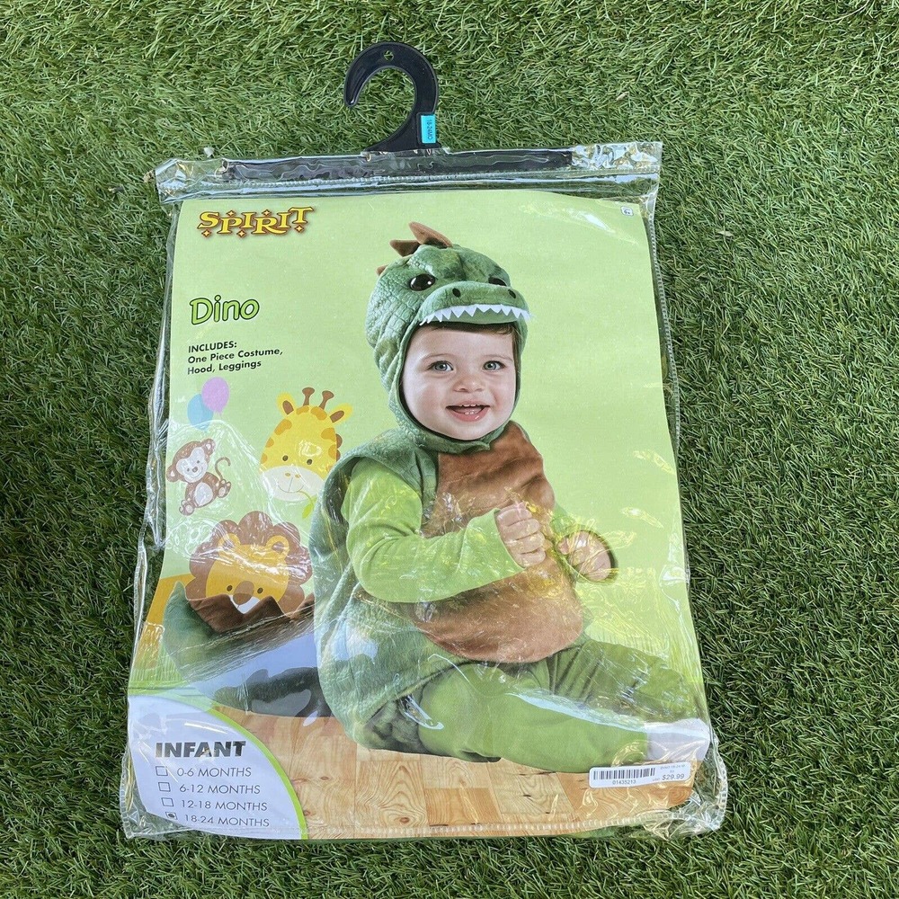 Spirit Halloween Baby Dino Costume head and body suit no leggings 18-24 months
